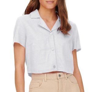 ONLY Caro cropped linen blend shirt